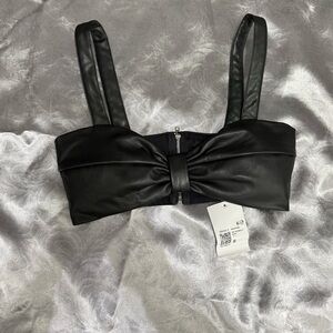 Forever 21 Black Faux Leather Top NWT